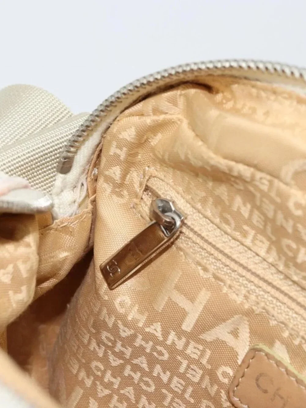 CHANEL Shoulder Bag Canvas Pink Beige Silver CC Auth BD1533